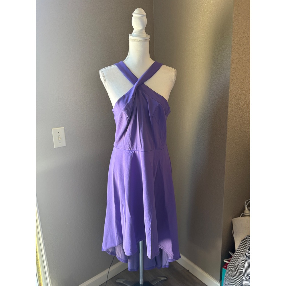 Dress Tells Purple High-Low Halter Neck Fit andโ Flare Party Dress XL Sleeveless